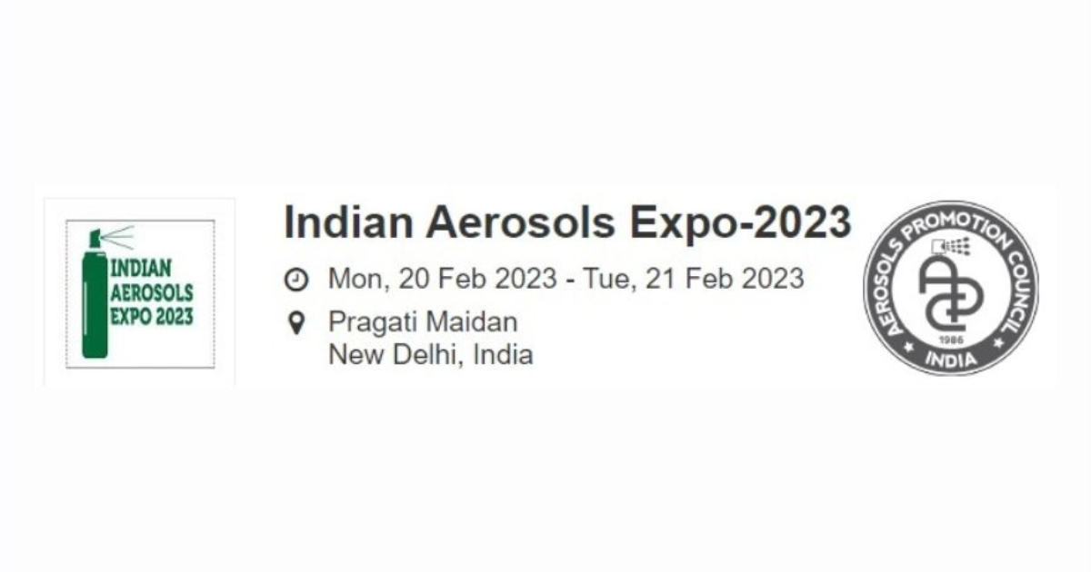5th Indian Aerosols Expo 2023 to be organised from 20 to 21 Feb at Pragati Maidan, Delhi India